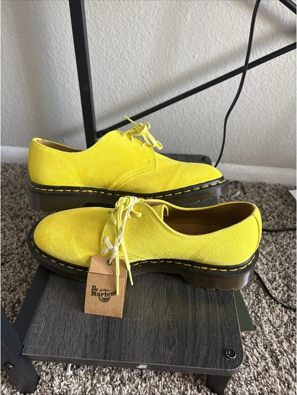 Dr Martens 1461 Made in England Buck Suede Oxford Shoe Yellow Men's US Size 8